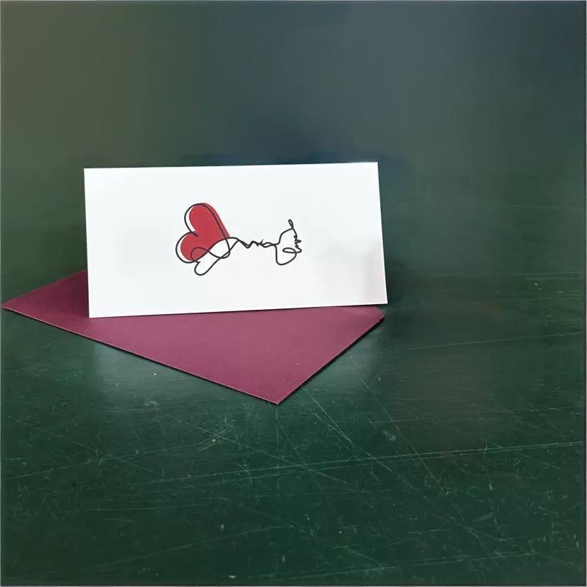 สีแดง (เพิ่มซองจดหมาย การ์ด) 10*16 ซม.