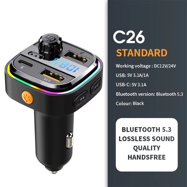 7 Color TF Dual USB Car Charger Kit Wireless for Bluetooth FM Transmitter Modulator Portable Stereo Quick Charge (QC Fast)