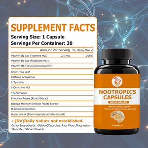 Suplemento para el Cuidado de la Salud, Cápsulas Nootrópicas para el Apoyo Cerebral con Vitamina B1 y B6, Suplemento para una Mayor Concentración y Salud Cerebral - Product Image 5