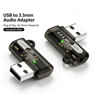Adaptateur USB A à angle droit vers 3,5 mm, convertisseur audio HiFi DAC 24 bits 96 kHz avec puce intégrée, répartiteur de casque avec micro