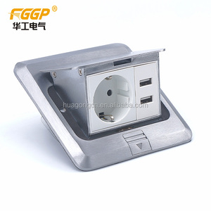<span class=keywords><strong>Prise</strong></span> de sol escamotable allemande finlandaise Schuko CE GCC européenne 16A 2 ports SDK TV, boîtier EU auto-mise à la terre 110V-250V - Product Image 2