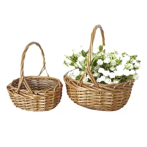 Vendita calda cesto di fiori in vimini vintage ragazza cesto unico piccolo salice cesti regalo di vimini vuoti