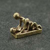 Statuette érotique miniature en laiton antique pour adulte, sculpture humaine coquette, décoration artistique de bureau, accent décoratif vintage pour adultes
