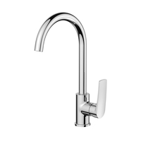 Robinet de cuisine moderne en laiton à poignée unique avec cartouche céramique, design rotatif, à poser sur comptoir