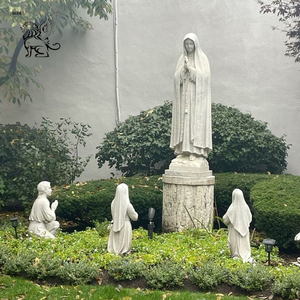 Statue de la Vierge <span class=keywords><strong>Marie</strong></span> en marbre blanc naturel sculptée à la main, taille réelle, sculpture extérieure catholique Notre-Dame de Fatima pour jardin d'église - Product Image 1