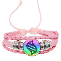 Gelang Perhiasan Anyaman Kulit Multi-Warna Gelang Modis untuk Pria dan Wanita Pilihan Warna Optimal