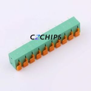 MX142R-7.62-10P-GN01-Cu-A Spring Terminal Block Bent Lead Through Hole,P=7.62mm Connector 1x10P 7.62mm Green Right Angle Insert - Product Image 2