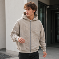 IKDEER Sweat à capuche zippé personnalisé avec broderie d'ailes, en coton épais, pour marque de streetwear, commande en gros