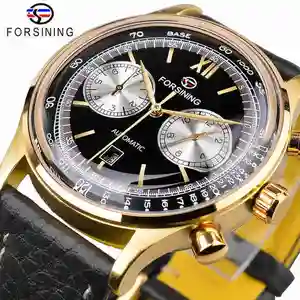 Forsining 147A Classic Retro Automatic Mens Watch wholesale Calendar Luxury Brand Brown Leather Belt Business Mechanical Watches