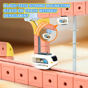 Kit de circuit ferroviaire magnétique éducatif DIY, pistes de course de voitures, jouet STEM, ensemble de pistes d'aventure, train jouet transformable DIY pour garçons de 3 à 8 ans - Product Image 4