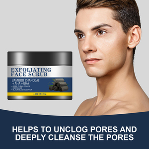 Gommage exfoliant doux au charbon pour homme, version nettoyante, gommage facial au sucre de notre propre marque pour homme - Product Image 5