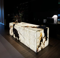 Comptoir de salle de bain moderne en onyx et granit blanc translucide rétroéclairé, personnalisé et luxueux, pour hôtel et cuisine
