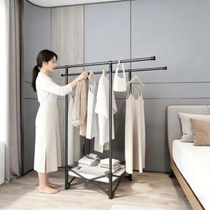 Percheros Metálicos con Rieles y Ganchos, Patas Fijas para Almacenamiento de Ropa, Organización de Armarios, Exhibición - Product Image 1