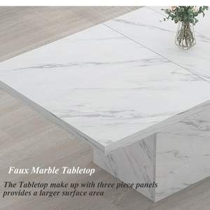 Fabricant de meubles de cuisine Table <span class=keywords><strong>à</strong></span> <span class=keywords><strong>manger</strong></span> en faux marbre blanc, Table de salle <span class=keywords><strong>à</strong></span> <span class=keywords><strong>manger</strong></span> rectangulaire moderne pour 6-8 personnes - Product Image 3