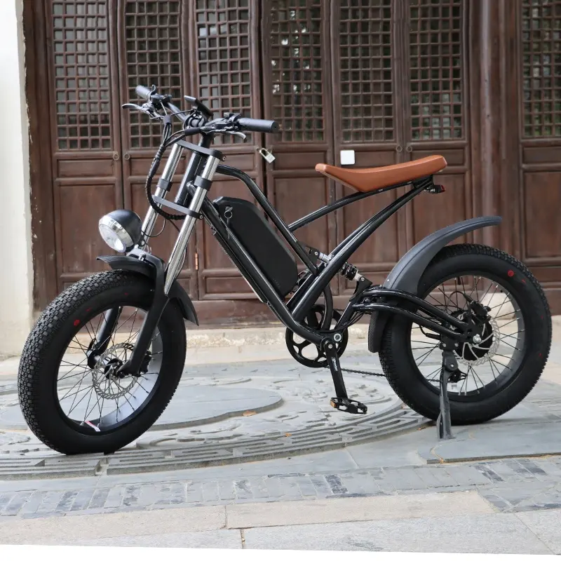 핫 세일 48V 500W 750W 전원 중국 저렴한 전체 서스펜션 레트로 빈티지 전자 자전거 Ebike 먼지 산악 지방 타이어 자전거 전기 자전거