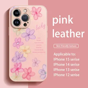 Color painting For iPhone series leather mobile phone shell lightweight Silicone case protection 15 Pro Max 14 13 Simple
