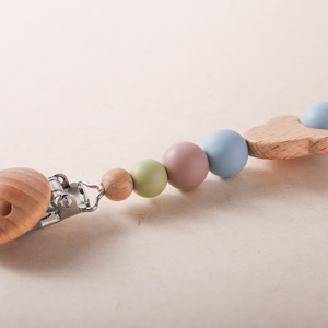 Chupetas de silicona de grado alimenticio para bebé, pinzas para pezones, Chupetas de forma redonda florales y de dibujos animados con cadena para alimentación de bebé - Product Image 4