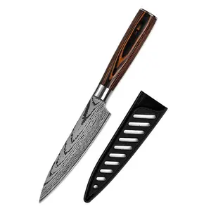 Damascus Patroon Keukenmessen Rvs 7cr17 Damascus Mes Met Schede