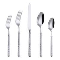 Ensemble de couverts portables de luxe léger, style vintage, en acier inoxydable 304, haut de gamme, couteaux à steak, fourchettes, cuillères, finition miroir