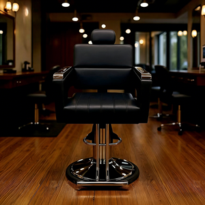 Ghế cắt tóc xoay 360 độ, có thể điều chỉnh chiều cao, làm từ thép không gỉ, da, thân thiện với môi trường, bền bỉ, dành cho khách sạn, bán buôn. - Product Image 1