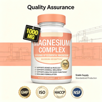 Complexe de magnésium pour le soutien des os et des muscles, 1000 mg, complément alimentaire pour des fonctions corporelles saines, vente en gros, 90 capsules, mélange
