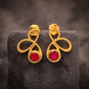 Nouvelle arrivée calcédoine fuchsia 925 argent Sterling forme ronde concepteur calcédoine pierre précieuse boucle d'oreille - Product Image 3