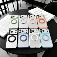 Coque de téléphone antichoc intégrale avec anneau magnétique et béquille, finition argent mat, pour Apple iPhone 18 Pro Max, protection anti-chute