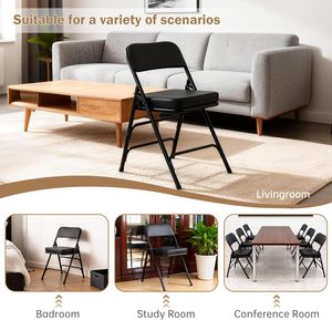 Portable Metal Folding Chair with <b>Backrest</b> and Padded Seat Collapsible Square Garden Outdoor Furniture - Product Image 3