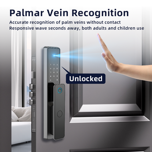 Serrure de <span class=keywords><strong>porte</strong></span> intelligente WiFi Tuya UIELOCK QA20 avec reconnaissance faciale 3D, reconnaissance des veines palmaires, empreinte digitale, mot de passe, carte-clé pour <span class=keywords><strong>porte</strong></span> en bois/acier - Product Image 3