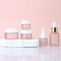 Bouteilles cosmétiques personnalisées en verre dépoli rose à épaule oblique avec bouchon à vis, vides, pour soins de la peau, 15ml/30ml/60ml/100ml/120ml/200ml