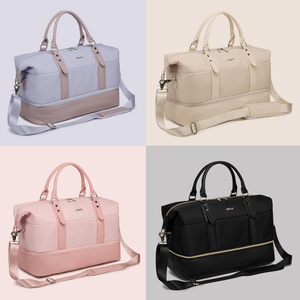 Bolsa de gimnasio de poliéster negro impermeable para mujer Kinmac con compartimento para zapatos, venta al por mayor, equipaje de lona deportivo para viajes - Product Image 2