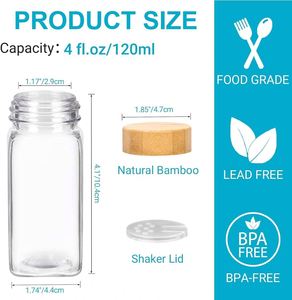 Kitchen Home Refillable Spice Jar Bottle Storage Wholesales Borosilicate Seasoning Herb Containers Set With Bamboo Lid for Spice - Product Image 2