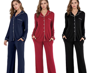 Nuovo Stile Primavera-Estate: Set Loungewear con Colletto a Risvolto in Modal, Maniche Lunghe e Pantaloni Lunghi per <span class=keywords><strong>Uomo</strong></span> e Donna, <span class=keywords><strong>Pigiama</strong></span> per Coppie - Product Image 2
