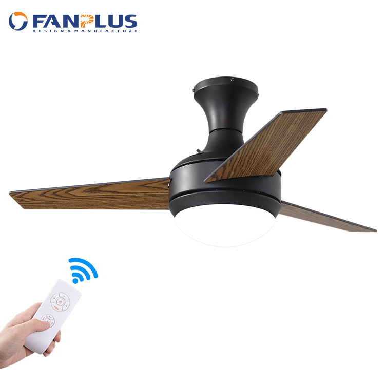 Modern Design Living Room Three Wood Blades AC Ceiling Fan Lamp Remote Control Three-Speed Adjustable LED Dimmable Lower Noise