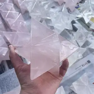 Big Size Natural Hand Made Healing Energy Metaphysical Gemstone Rose Clear Rock Quartz Large Crystal Merkaba Star For Fengshui