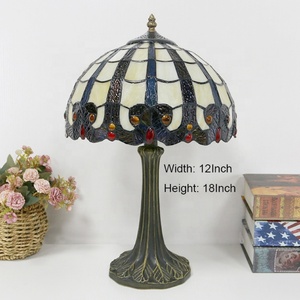 LongHuiJing for Style Dome Flexible AC Powered 12 Inch Vintage Stained Glass Table Lamp Desk <b>Light</b> Creative Art Home Decor - Product Image 3
