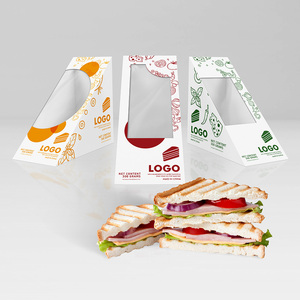 Boîtes à <span class=keywords><strong>sandwich</strong></span> triangulaires en papier biodégradables pour emporter, avec fenêtre, pour emballage de repas - Product Image 1