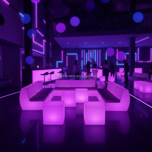 Ensemble de canapés en plastique blanc de luxe moderne en forme de L avec éclairage LED, changement de couleur, style contemporain, meubles pour salon - Product Image 4