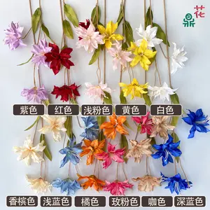 High-End 3 Head Sichuan Lily Wedding Arch Decoration Artificial Flowers Wedding Hall Photography Props Silk Flowers