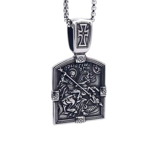 Collar de Acero Inoxidable con Colgante de San Jorge Caballero Medieval Esclavo del Dragón, Joyería Histórica para Hombre - Product Image 2