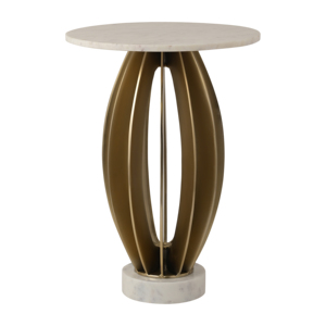 Tavolino Laterale con Base Scultorea Aperta e Piano Rotondo, Pezzo d'Accento Moderno per Soggiorno, Arredamento Casa Elegante - Product Image 1