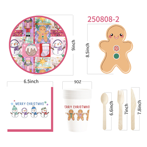 DAMAI New Gingerbread Man Paper Plate Themed Disposable Paper Plates and Cups for Christmas Party Supply - Product Image 3