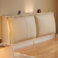 Cadre de lit en chêne massif blanc de style contemporain avec tête de lit simple, lit moelleux et coffre de rangement en bois pour chambre à coucher (maison/hôtel)