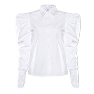 China Factories Feminine Puffed Top de manga larga Casual White Turn-Down Collar <span class=keywords><strong>Blusa</strong></span> Trending Ladies Elegant Shirts - Product Image 5