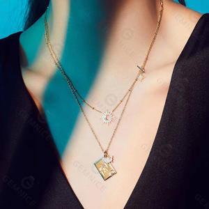 Gemnel kadınlar için son tasarım kadın yıldız yağmuru ay güneşli hilal kolye - Product Image 3