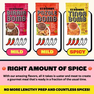 EZ Bombs Variety Pack : Bombes d'épices mexicaines authentiques pour tacos, nachos, soupe de pozole avec de vrais piments, herbes et repas rapides et savoureux - Product Image 6
