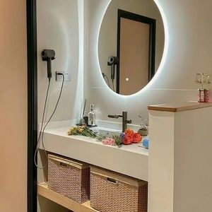 Mobile <span class=keywords><strong>Bagno</strong></span> Moderno ed Elegante da Parete con Lavabo Resistente all'Acqua, Specchio LED, Struttura in PVC, Acciaio e MDF Melaminico per Bagni di Design - Product Image 2