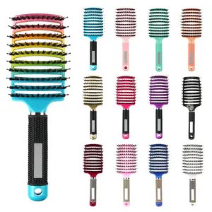 YUE Factory Sale Large Curved Comb Pig Bristle Hair Massage Makeup Comb Curly Hair Multi-Functional Styling Arc Curly Rib Comb