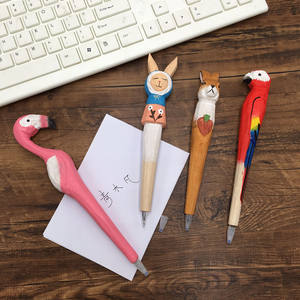 <span class=keywords><strong>Stylo</strong></span> publicitaire créatif en bois de tilleul sculpté à la main en forme d'animal – Cadeau promotionnel - Product Image 3