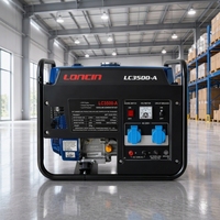Générateur à essence LONCIN LC3500-A 3000W 4 temps à châssis ouvert 50/60Hz 212cc 18L 170F avec démarrage par lanceur et synchronisation automatique pour chantier, sortie CA